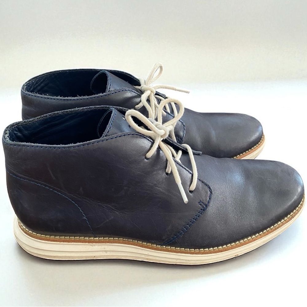 Cole Haan Men’s Butter Soft Genuine Leather Dark Navy Lace Up Chukka Boots 8.5
